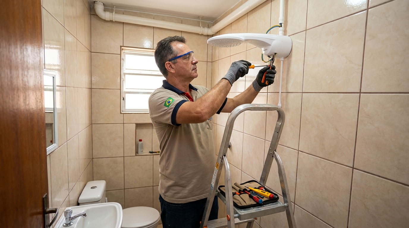 Instalação de chuveiro no banheiro em Macapá‑AP